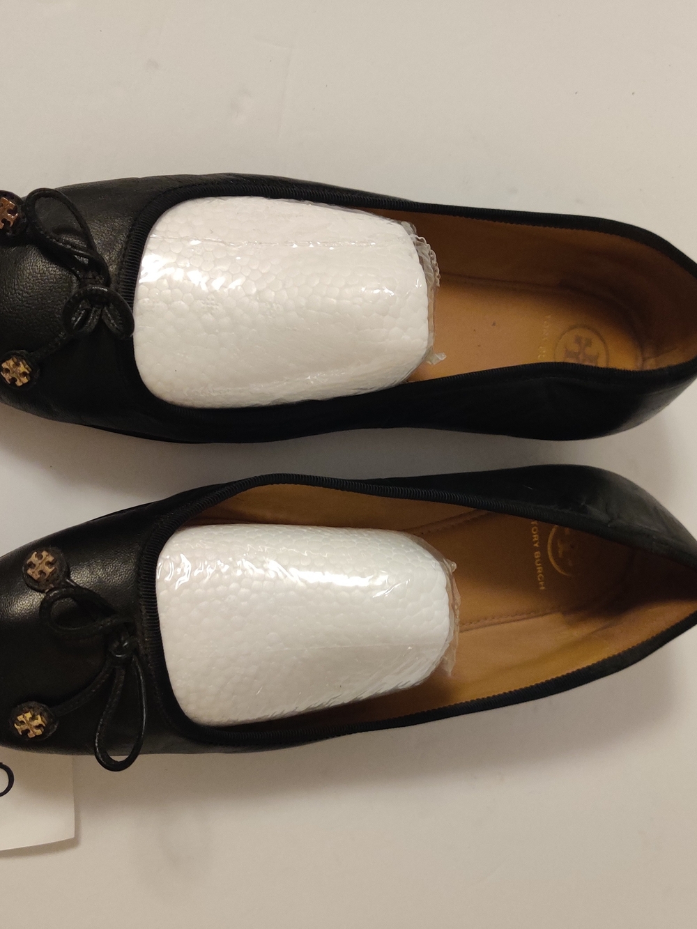 Tory Burch Black & Gold Ballet Flats Leather 9.6